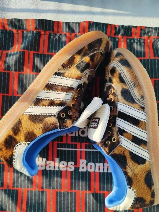 Women's Adidas x Wales Bonner Samba Leopard Print Pony Sneakers - Picture 5 of 9